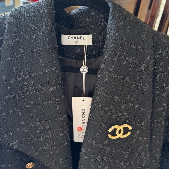 No Name Elegant Black Tweed Coat with Gold Accents size XS - Picture 6 of 11